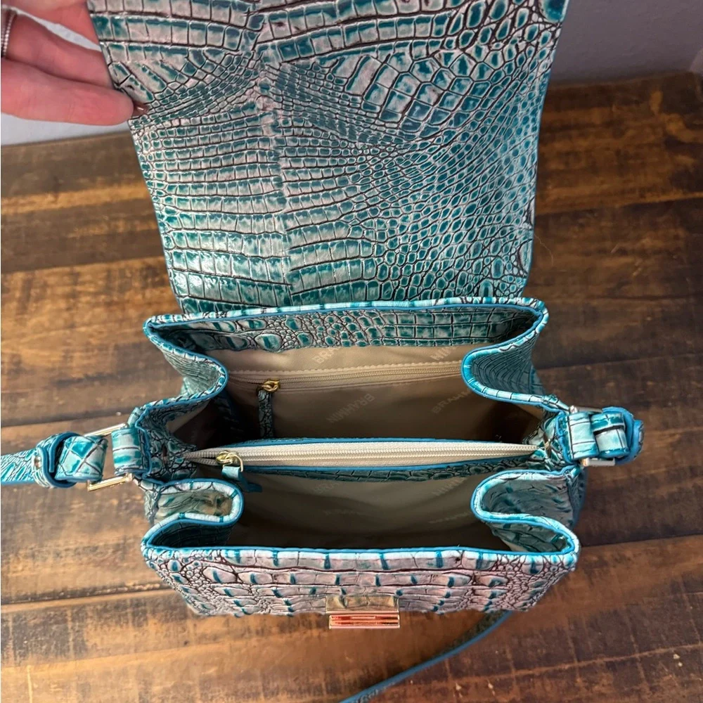 Brahmin Teal Croc-Embossed Crossbody Bag - Picture 6 of 6